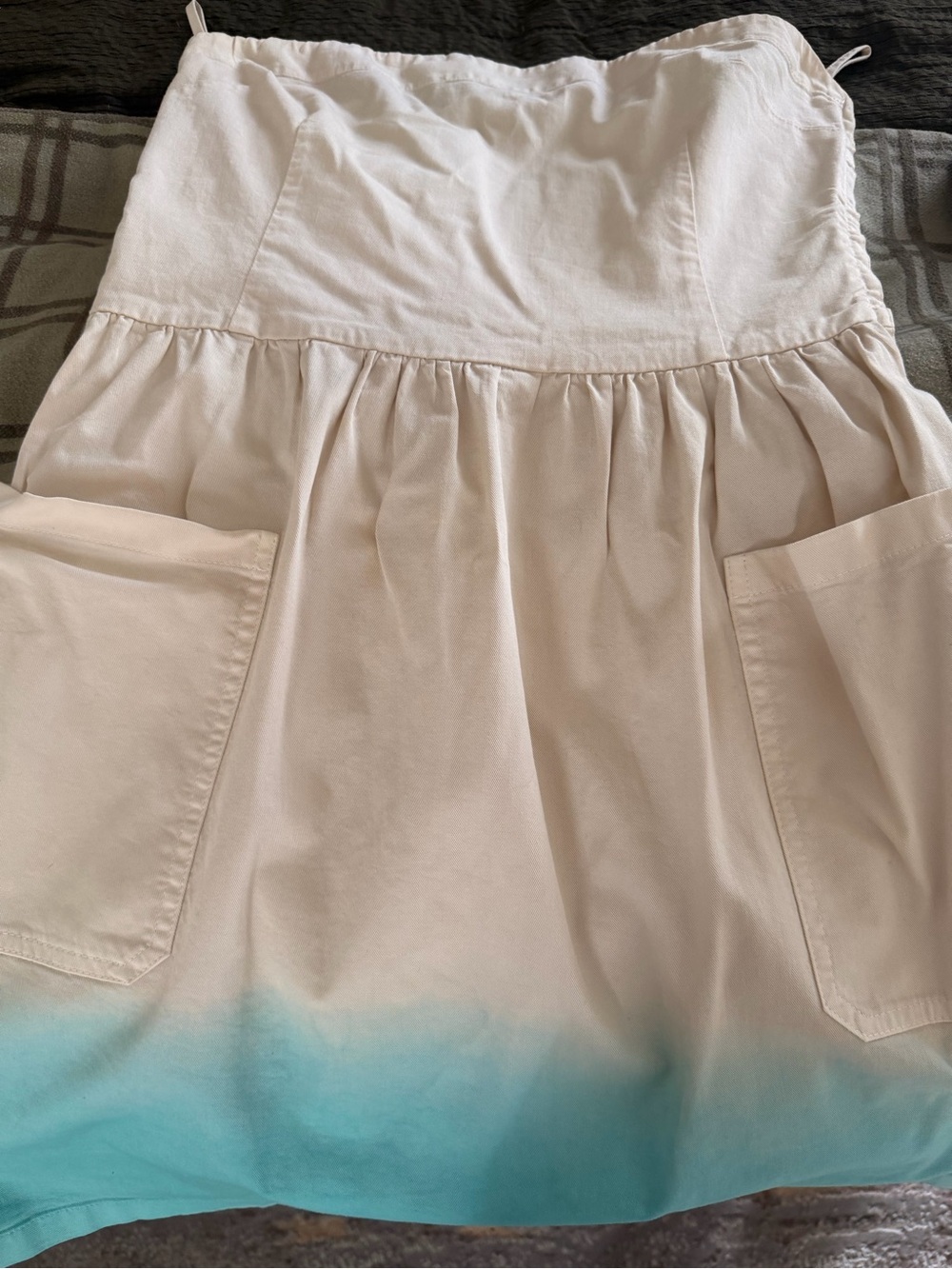 Prada Cream to Aqua Ombre Circle Skirt with Patch Pockets